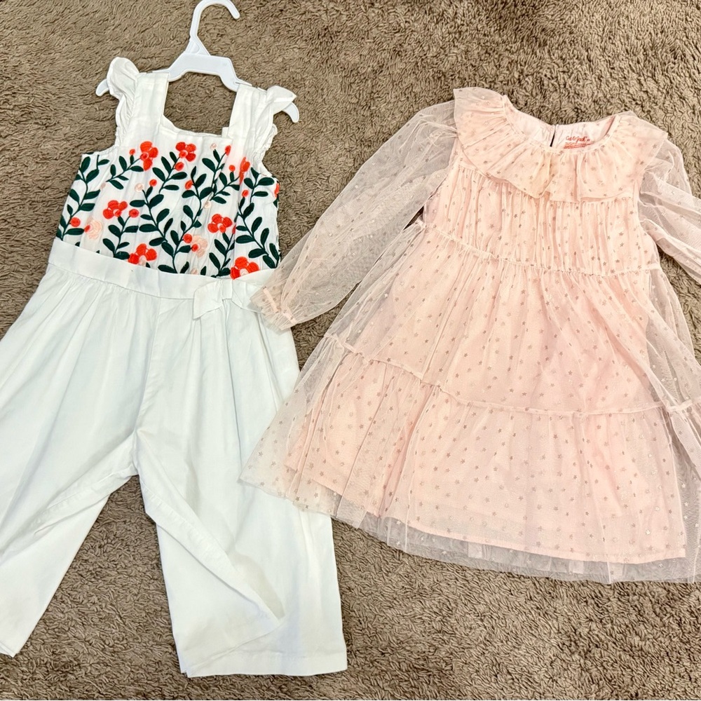 Janie and Jack Floral Top Jumpsuit and Pink Tulle Dress cat and jack